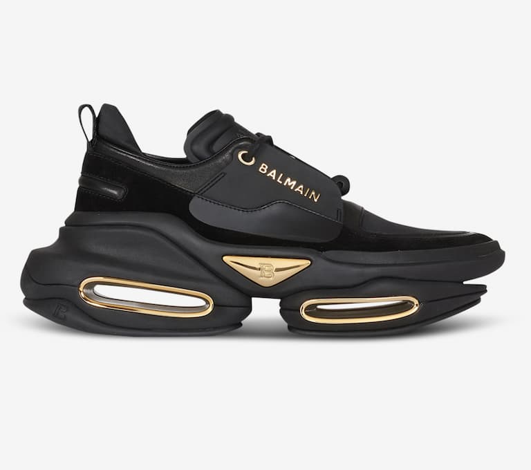 Leather, metal and suede B-Bold low-top sneakers 850,00 €