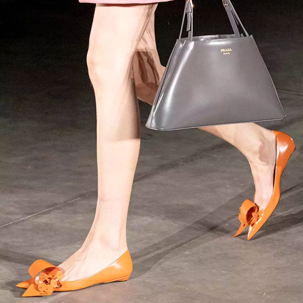 Ballerinas in bright colors for fall winter 23/24. Courtesy of Prada