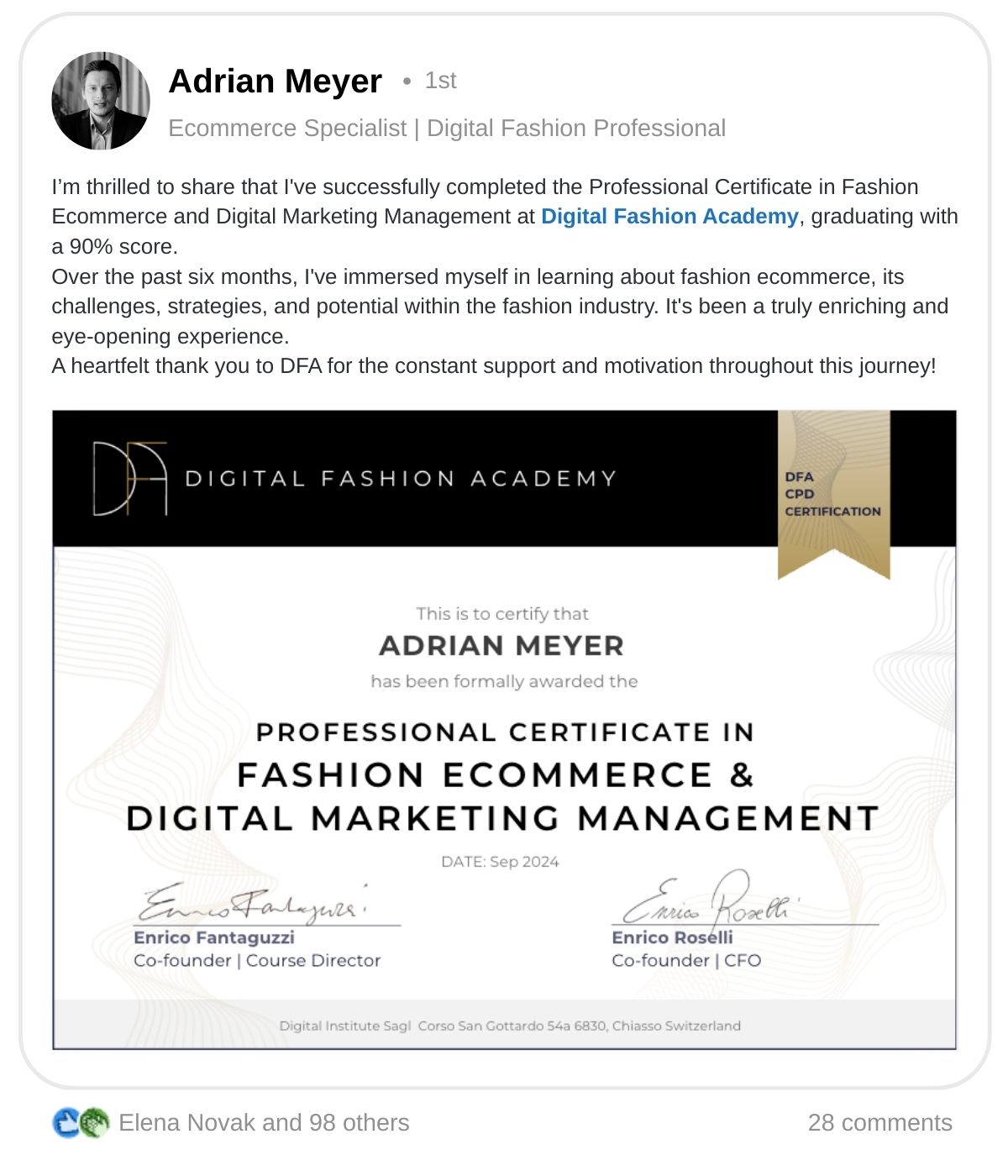 DFA Certificate