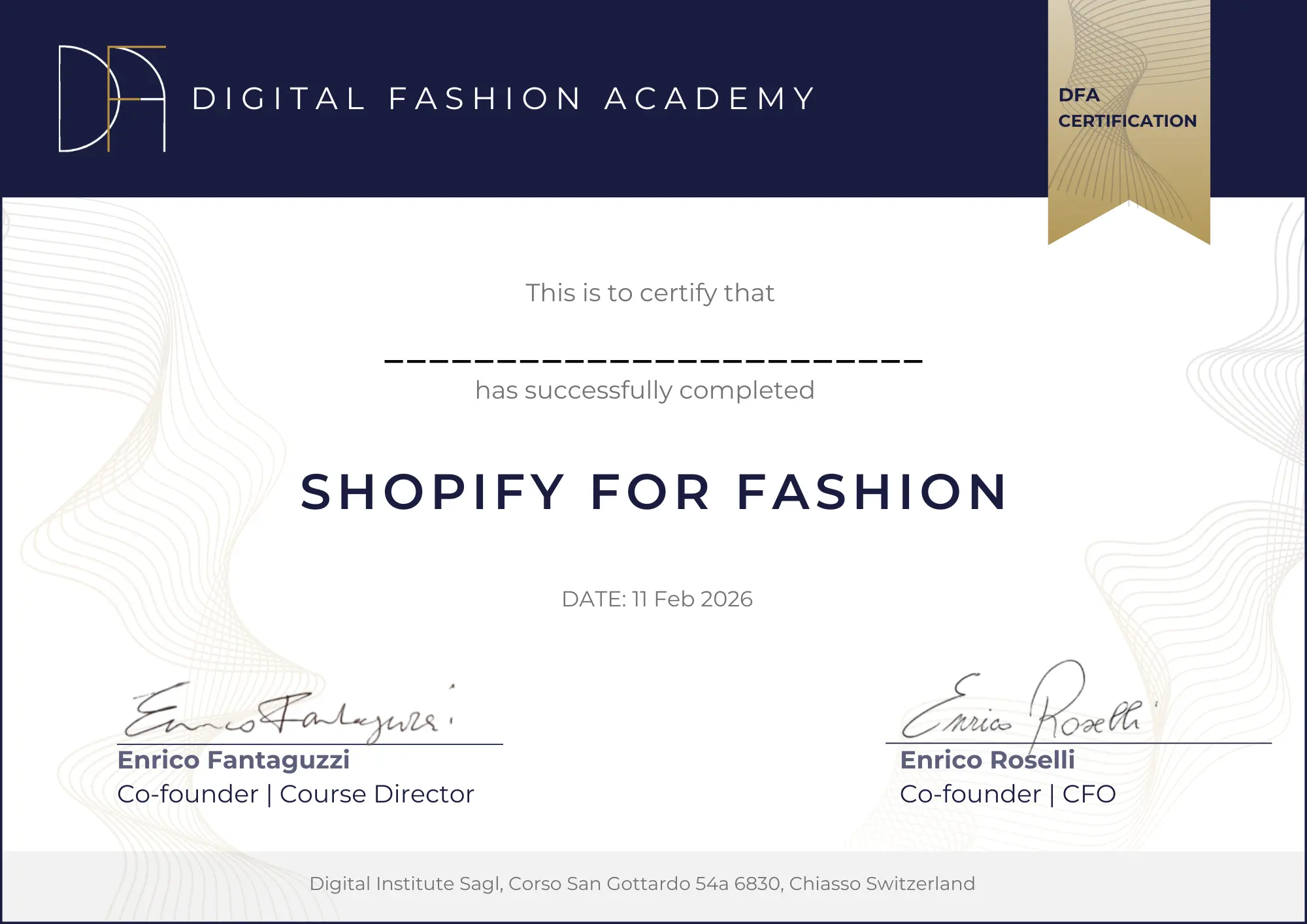 Shopify for Fashion Ecommerce course and certificate